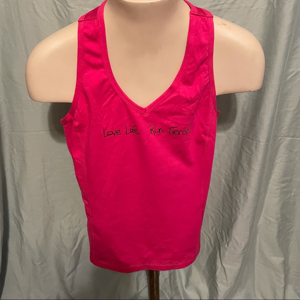 Run Fierce pink workout tank top